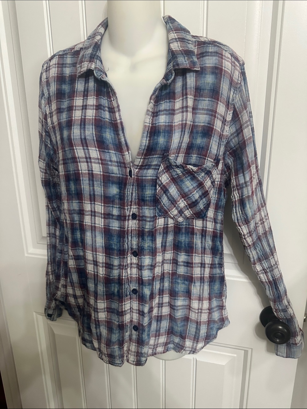 Like New Bella Dahl Plaid Button Down Shirt Large